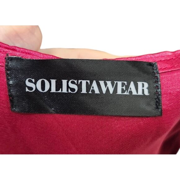 Solistawear Valentina Red Satin Robe Feather Trim Luxe Wrap – Solista W Size L - Picture 10 of 12